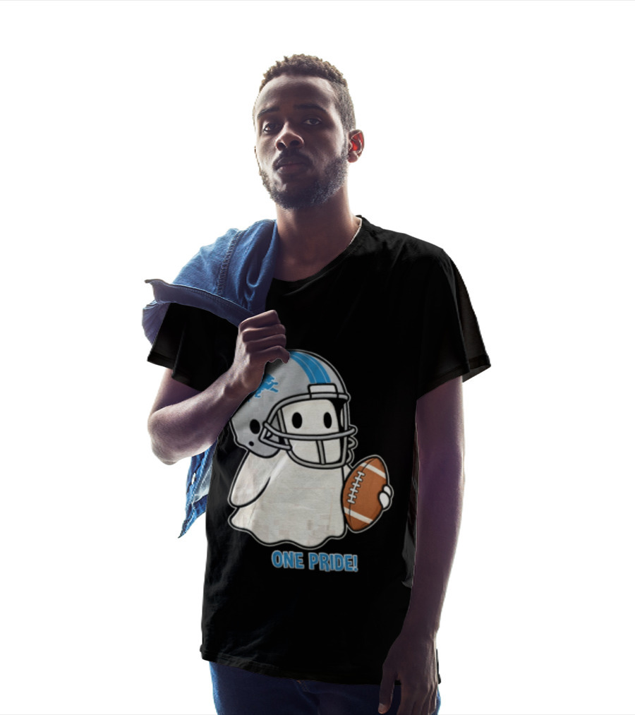 Detroit Lions Ghost One Pride Football Helmet And Ball T-Shirt