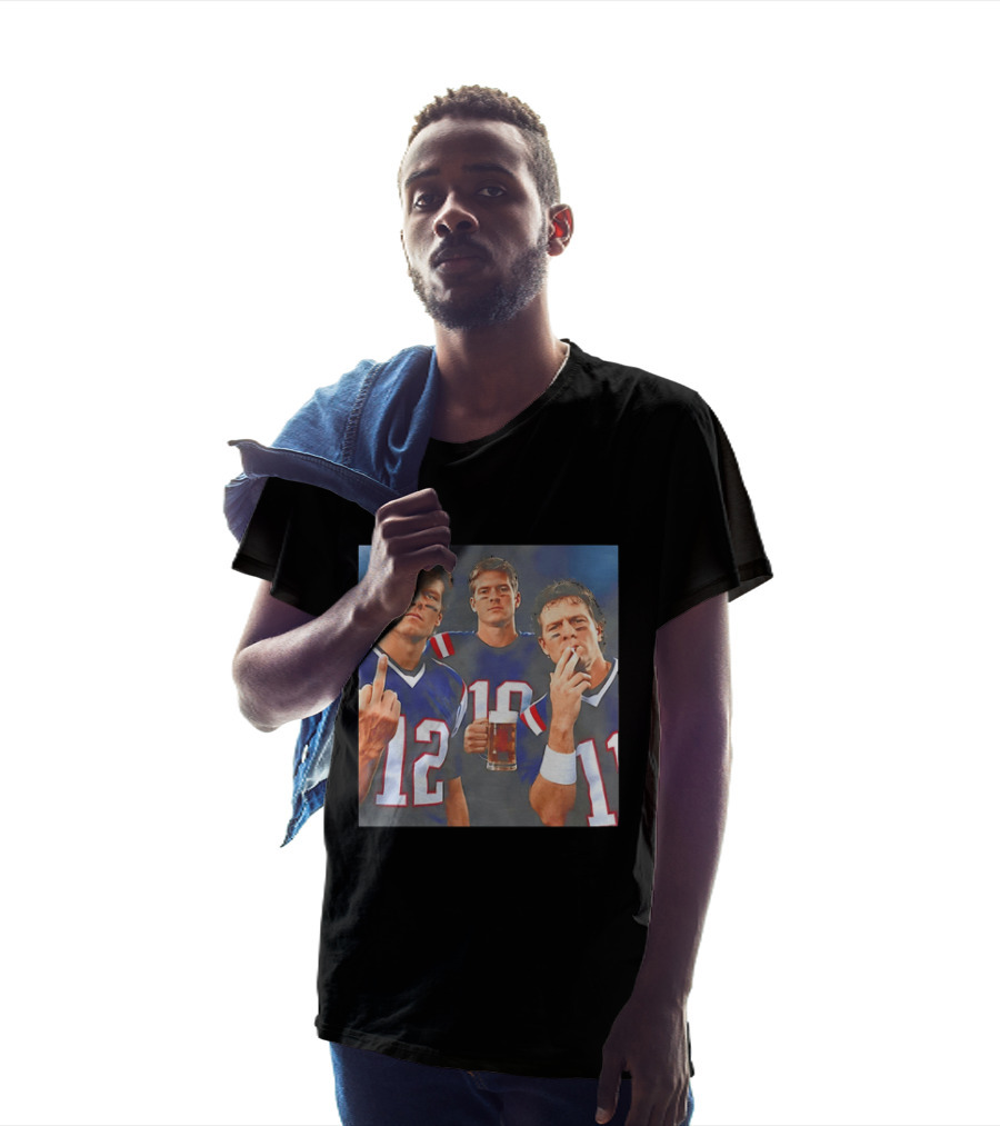 Tom Brady Drake Maye Drew Bledsoe New England Patriots Beer Middle Finger T-Shirt