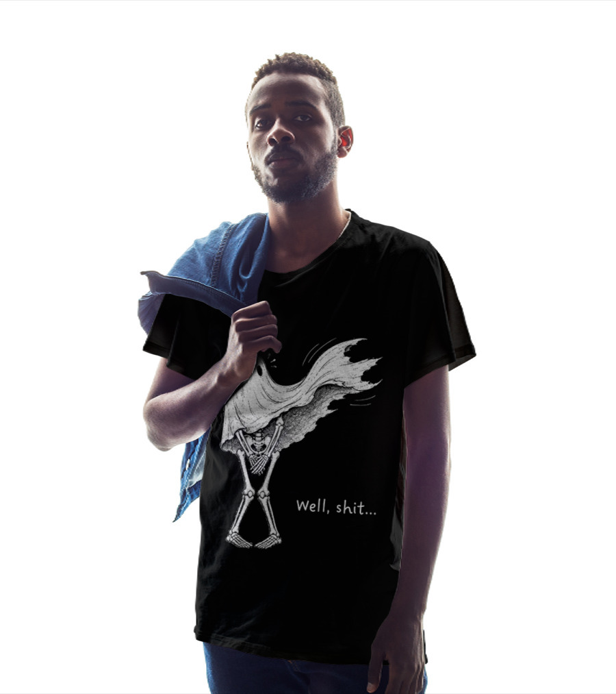 Well Shit Skeleton Ghost Dark Humor Halloween T-Shirt