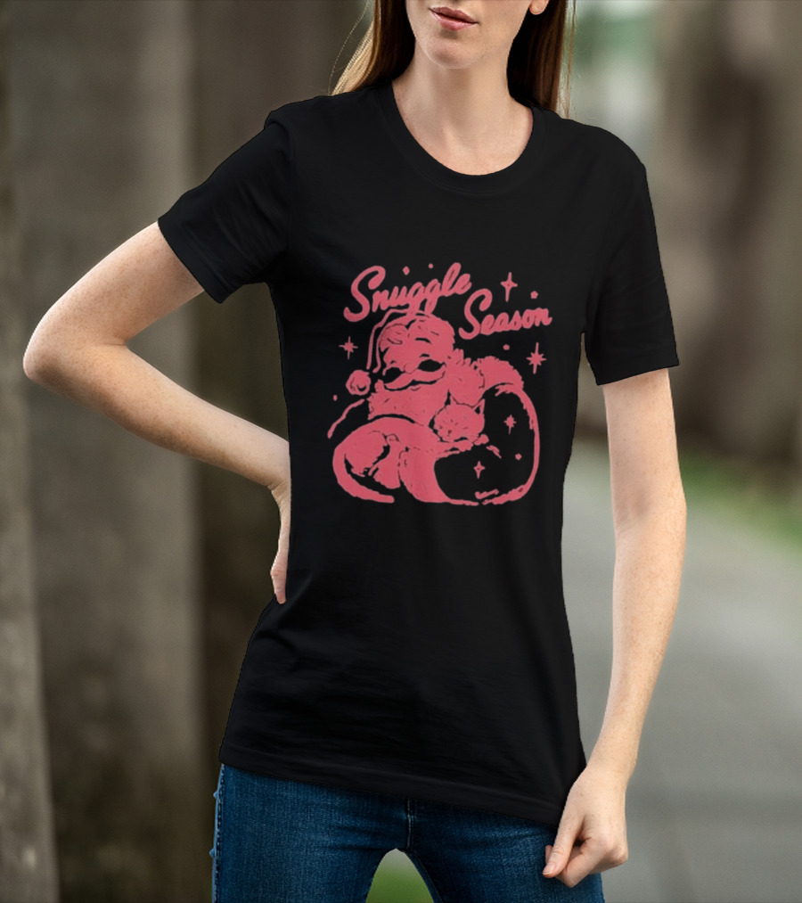 Snuggle Season Santa Claus Christmas Cat T-Shirt