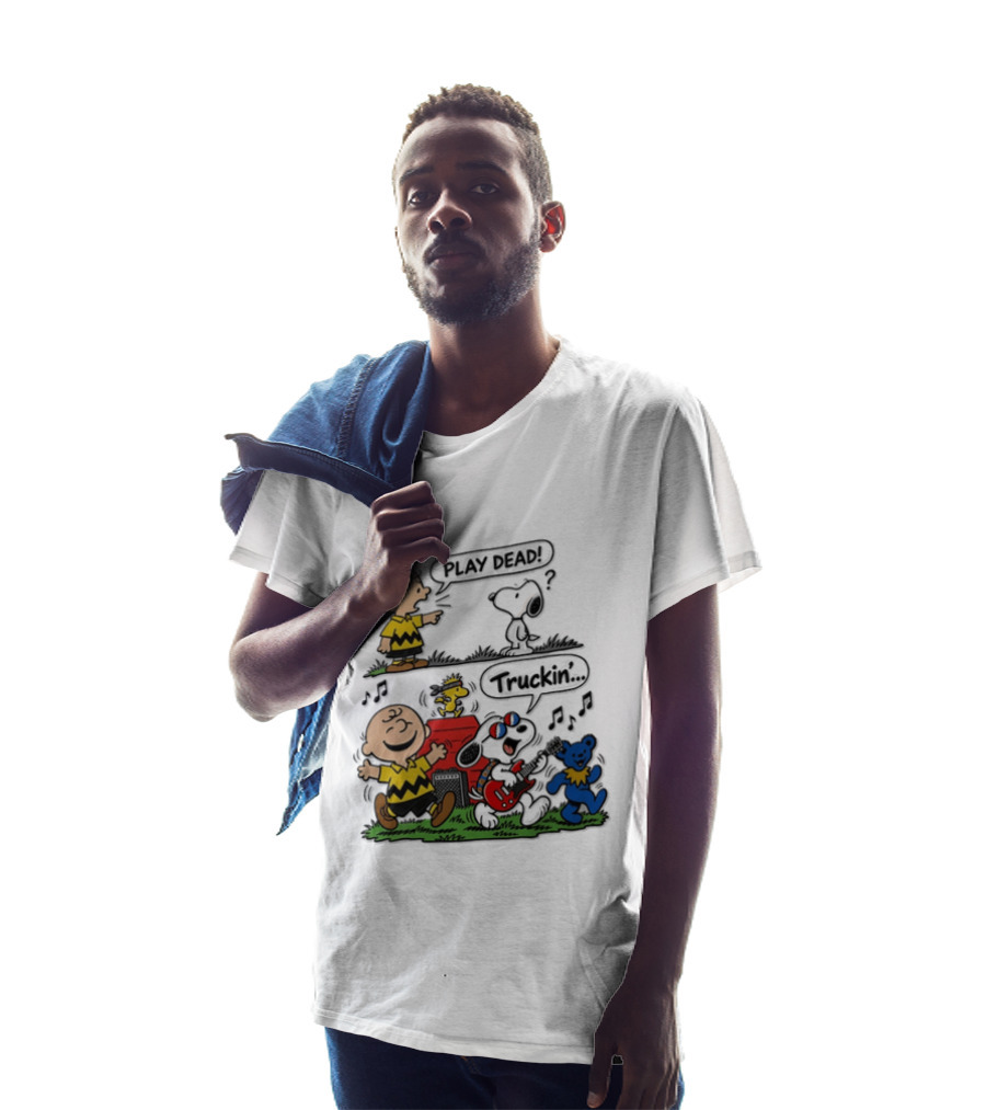 Charlie Brown Snoopy Grateful Dead Play Dead Truckin Dancing Characters T-Shirt