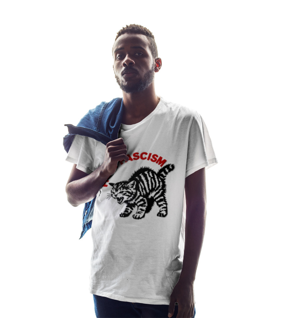 Hissing Striped Kitten Fight Fascism Arched T-Shirt