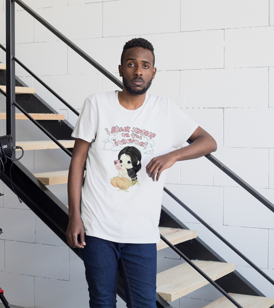 I Stalk Myself On The Internet Cute Cartoon Character With Phone T-Shirt