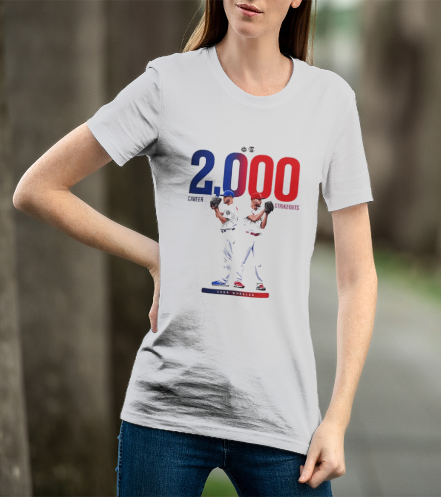 Zack Wheeler 2000 Career Strikeouts NY Mets Philadelphia Phillies T-Shirt