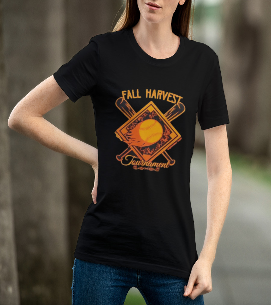 USSSA Fall Harvest Fastpitch Softball Tournament 2023 With Crossed Bats And Flaming Ball T-Shirt