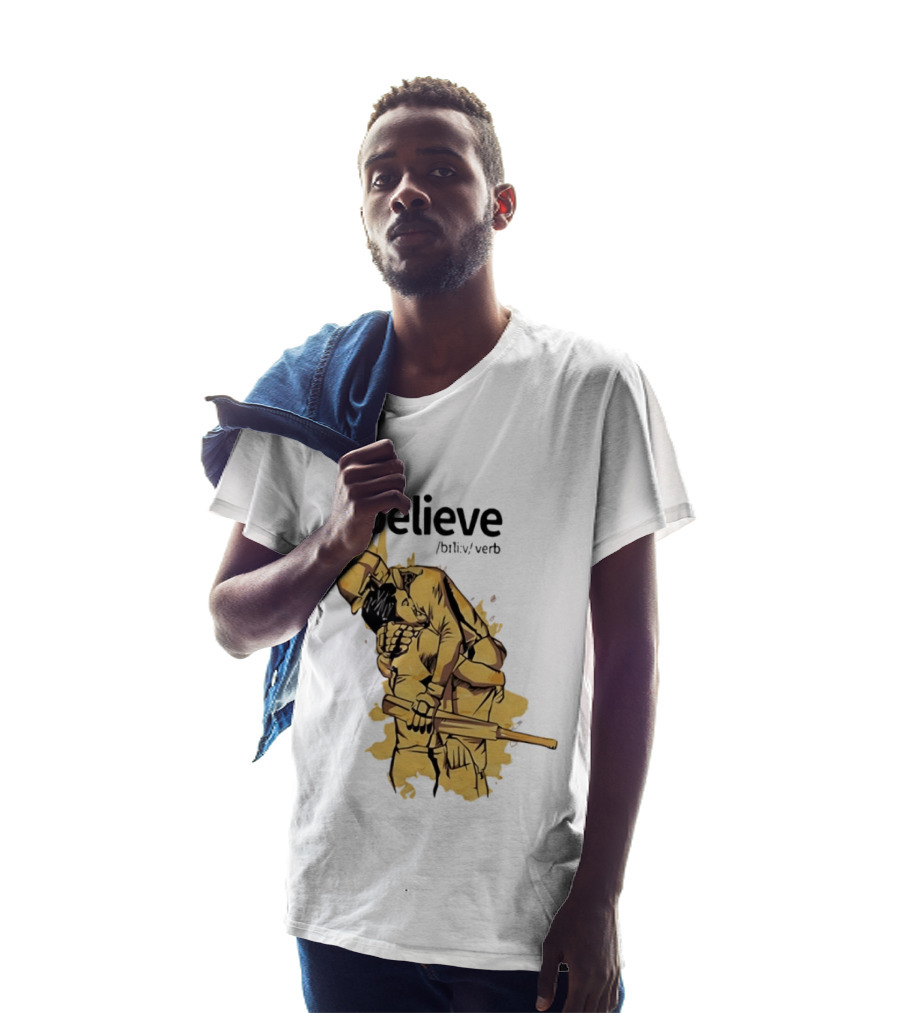 Believe Verb Definition Inspirational Motivation Embrace Cricket Players Hugging T-Shirt