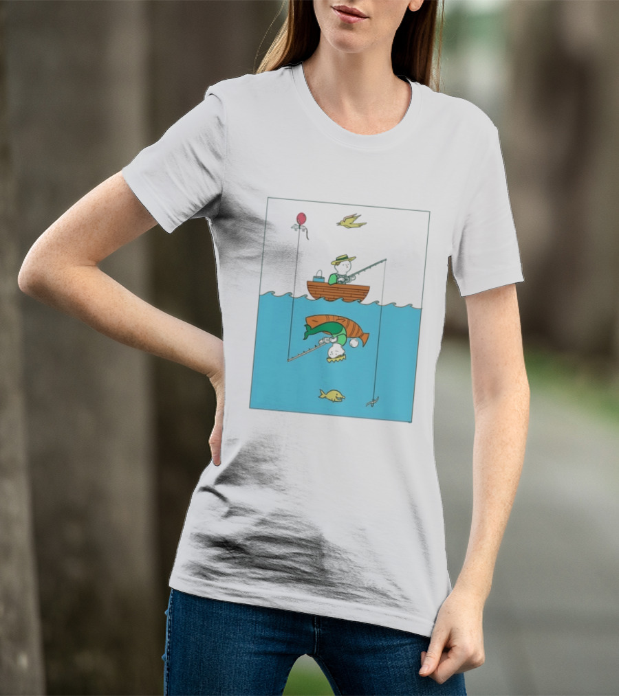 Owenbroadcast Fishing Bear With Turtle And Balloon T-Shirt