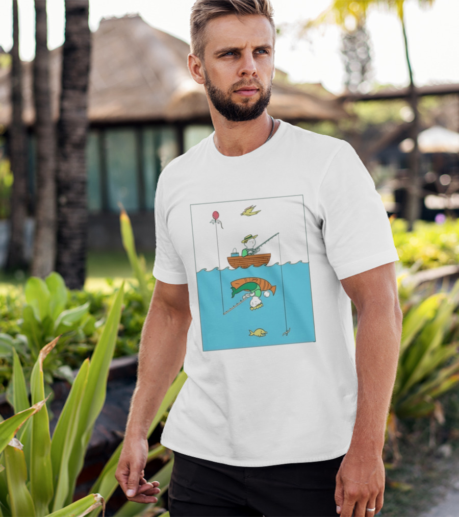 Owenbroadcast Fishing Bear With Turtle And Balloon T-Shirt