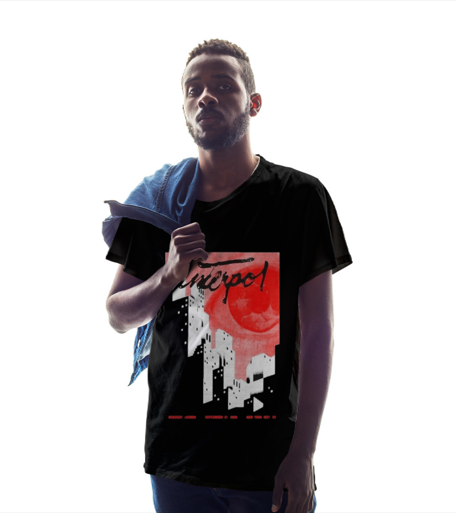 Interpol New York September 27 2026 Tour Cities Skyline Red Moon T-Shirt