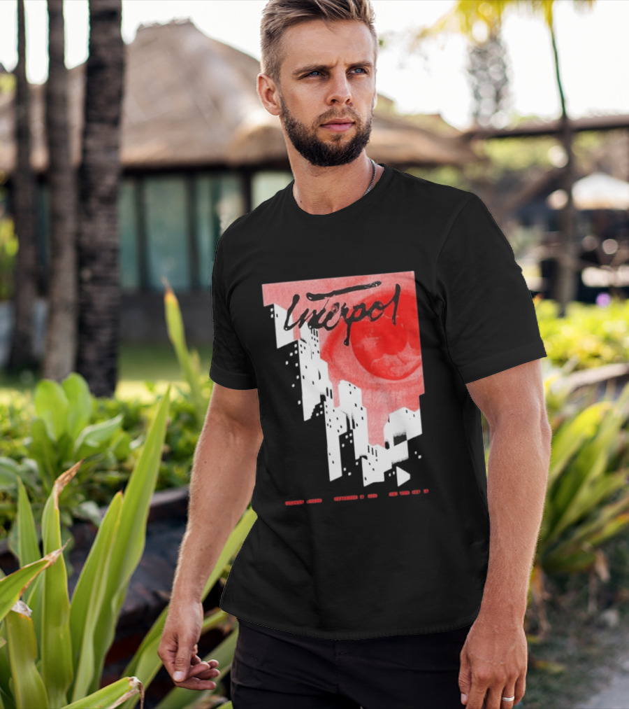 Interpol New York September 27 2026 Tour Cities Skyline Red Moon T-Shirt