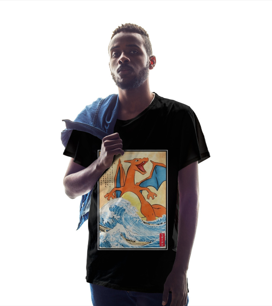 Charizard Ukiyo E Wave Japanese Pokemon Lizardon Kanagawa Print T-Shirt