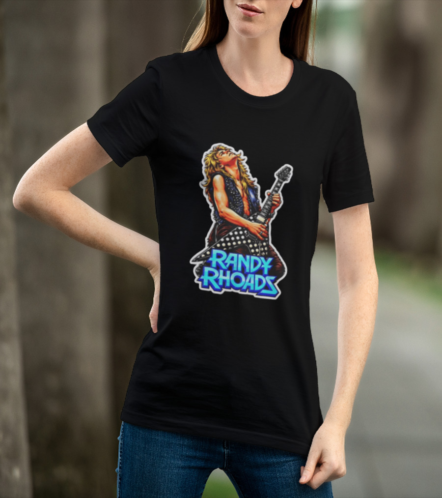 Randy Rhoads Polka Guitar Blonde Guitarist Playing T-Shirt