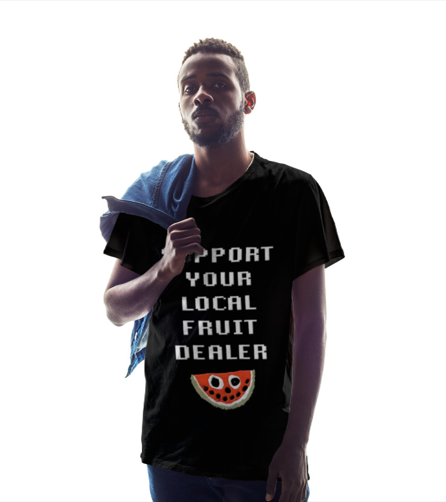 Support Your Local Fruit Dealer Pixelated Watermelon Slice T-Shirt