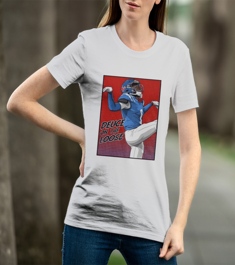 Deuce On The Loose Ole Miss Rebels Football Player Action T-Shirt