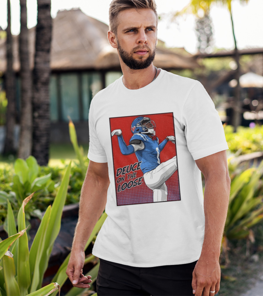 Deuce On The Loose Ole Miss Rebels Football Player Action T-Shirt