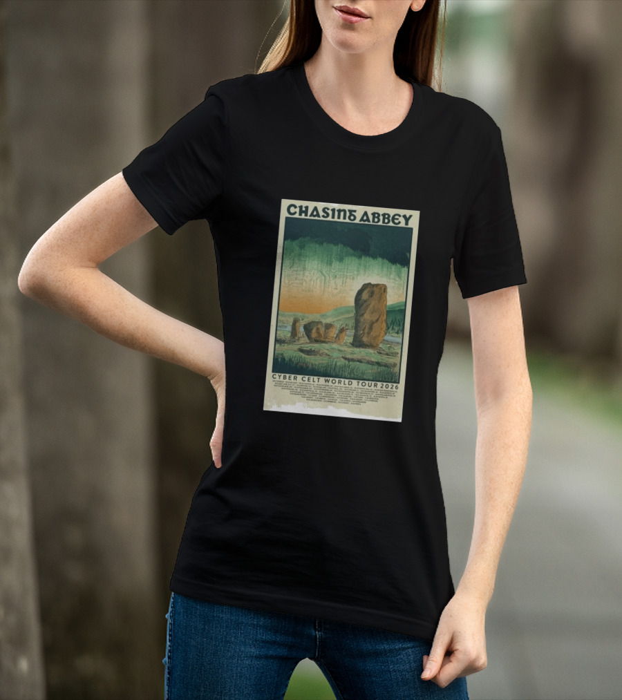 Chasin Abbey Cyber Celt World Tour 2026 Stone Circle Landscape T-Shirt
