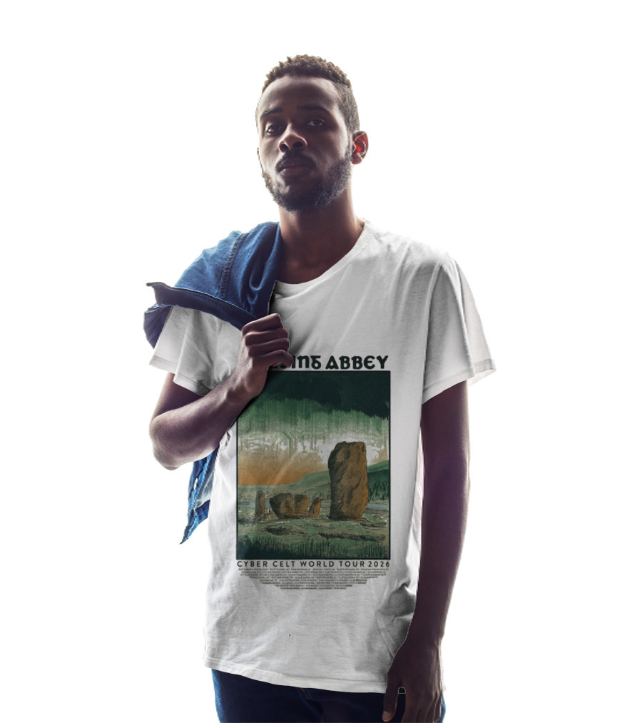 Chasins Abbey Cyber Celt World Tour 2026 Digital Stonehenge Landscape T-Shirt