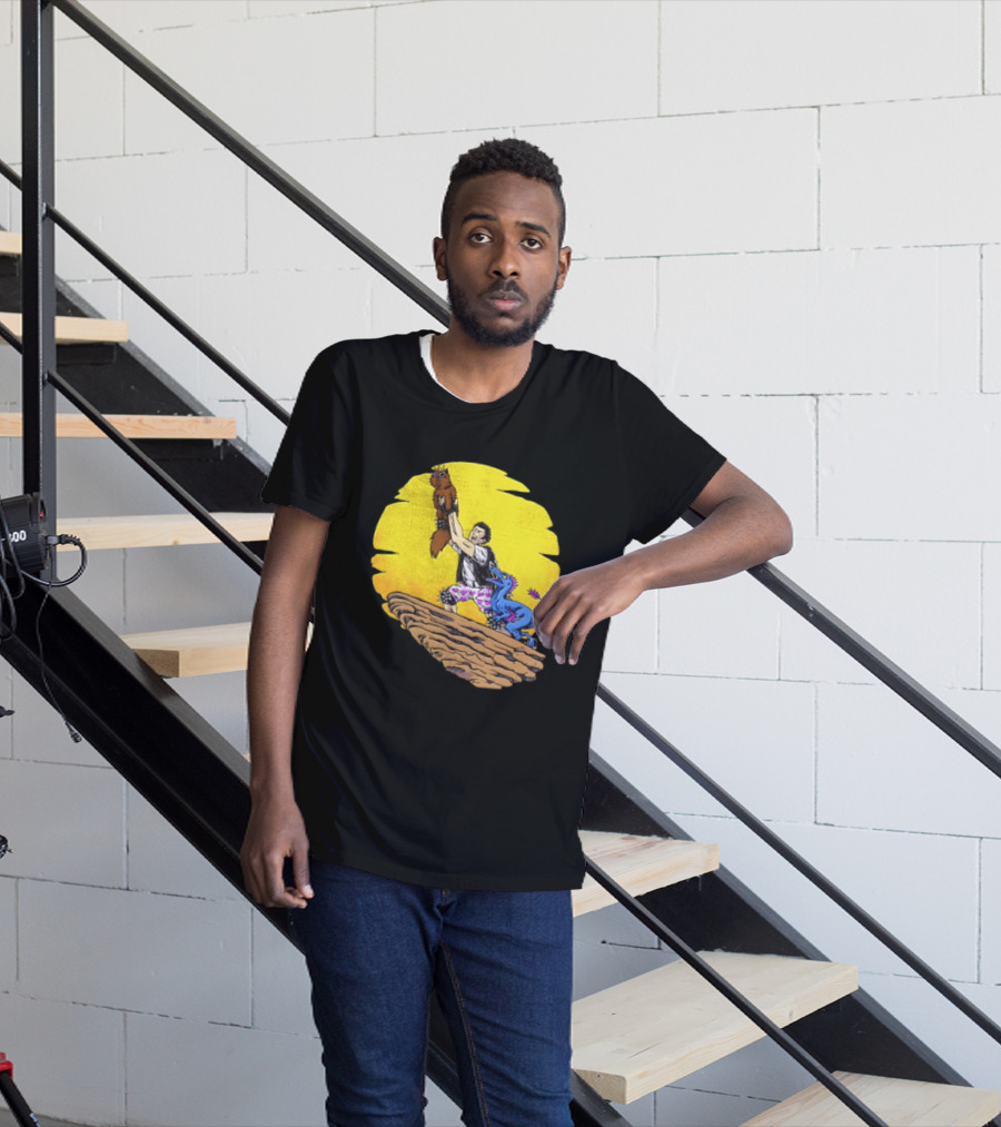 Randy Marsh Holding Cat With Blue Dinosaur Scene T-Shirt