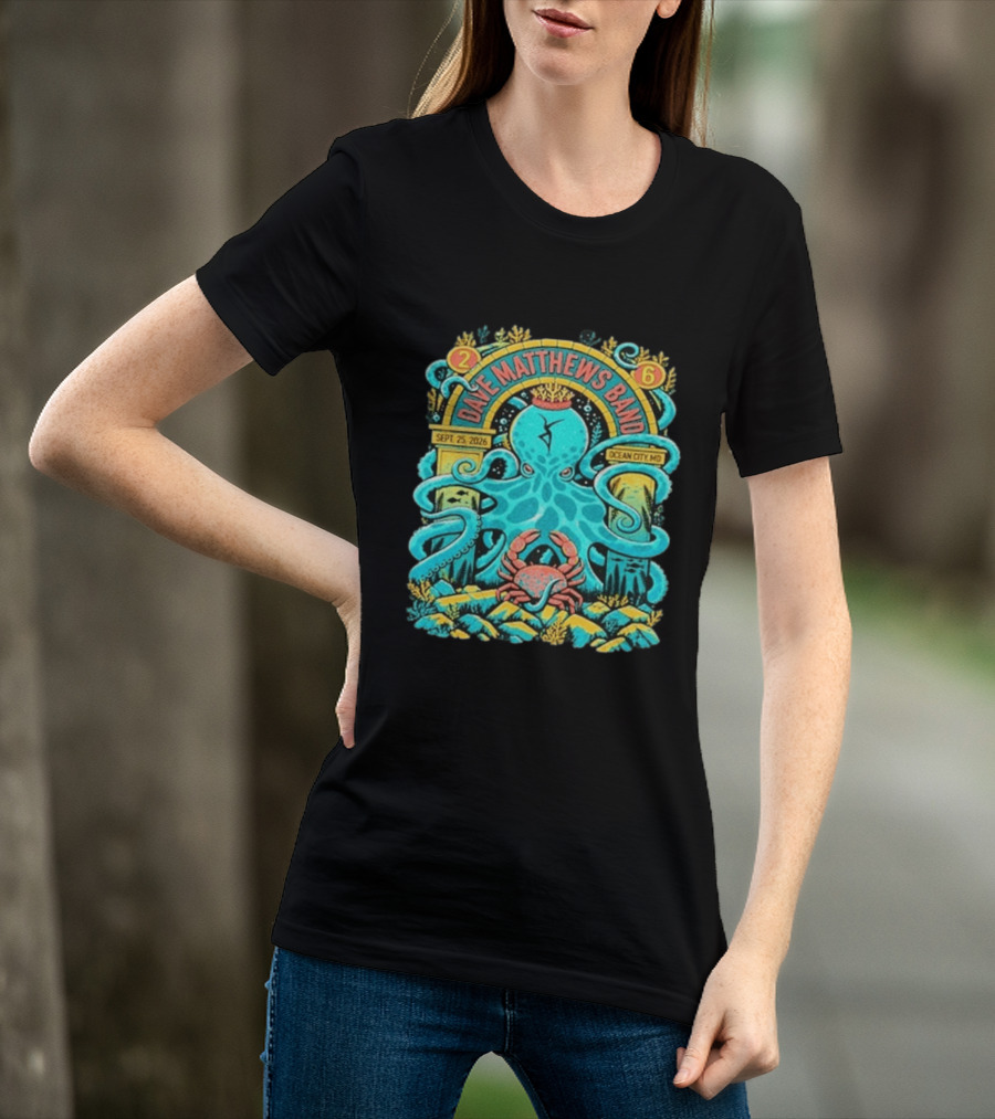 Dave Matthews Band Sept 25 2026 Ocean City Maryland Festival Ocean Crab Octopus T-Shirt