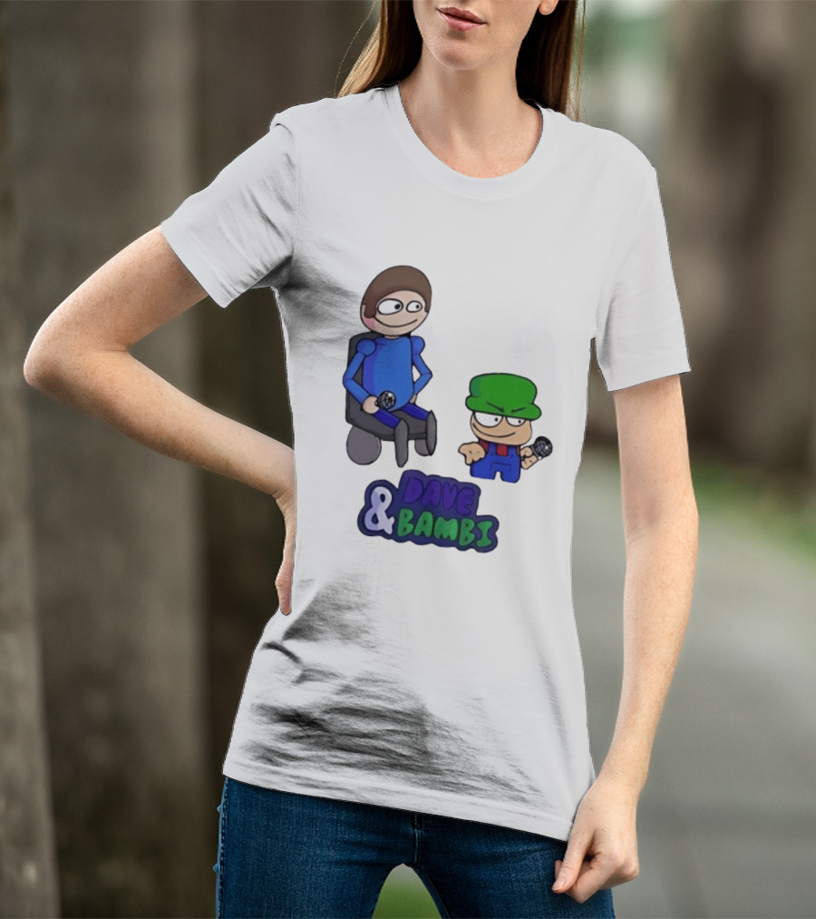 Friday Night Funkin Dave And Bambi Characters With Microphones T-Shirt