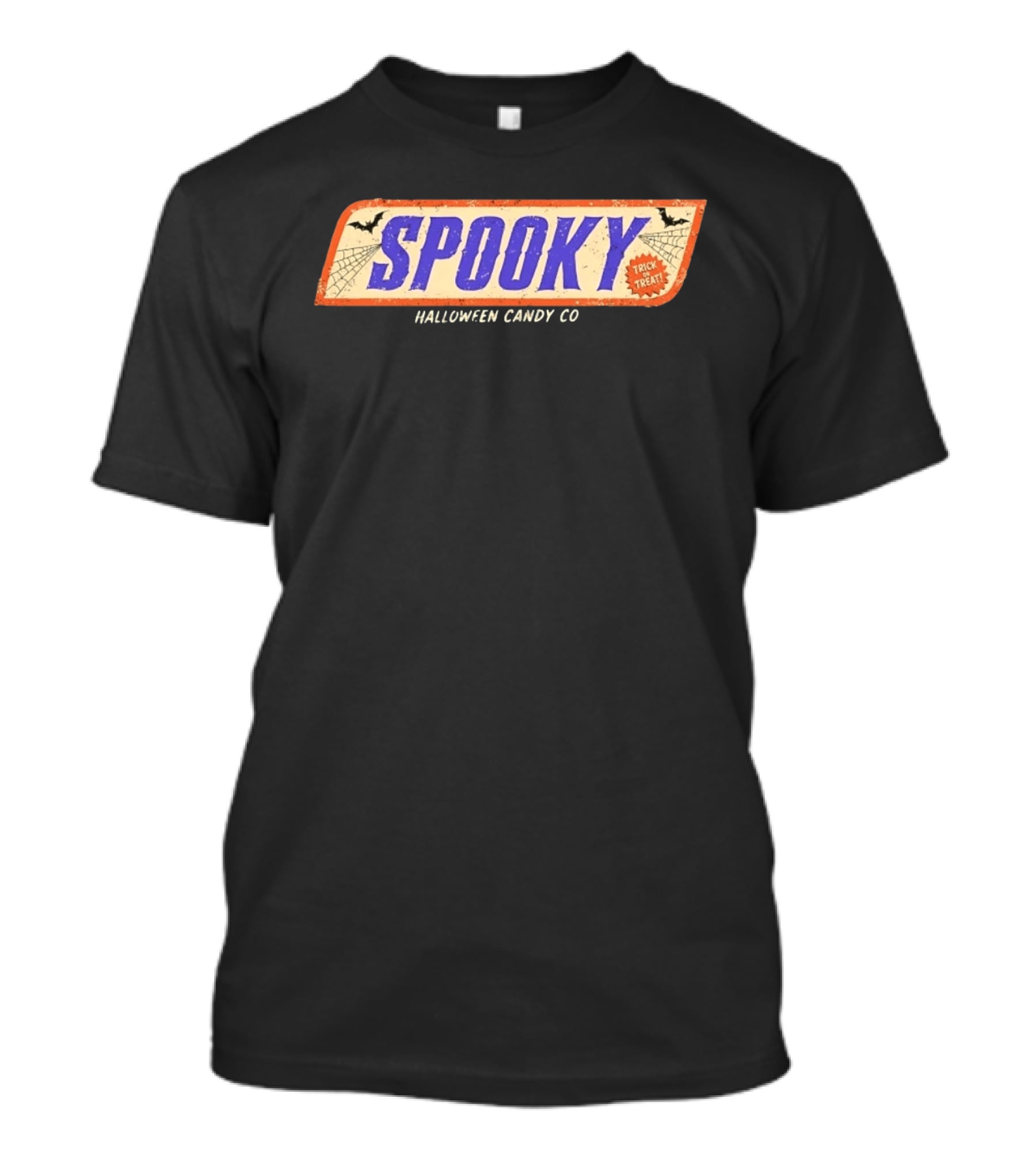 Spooky Halloween Candy Co Trick Or Treat Distressed Bats Cobwebs T-Shirt