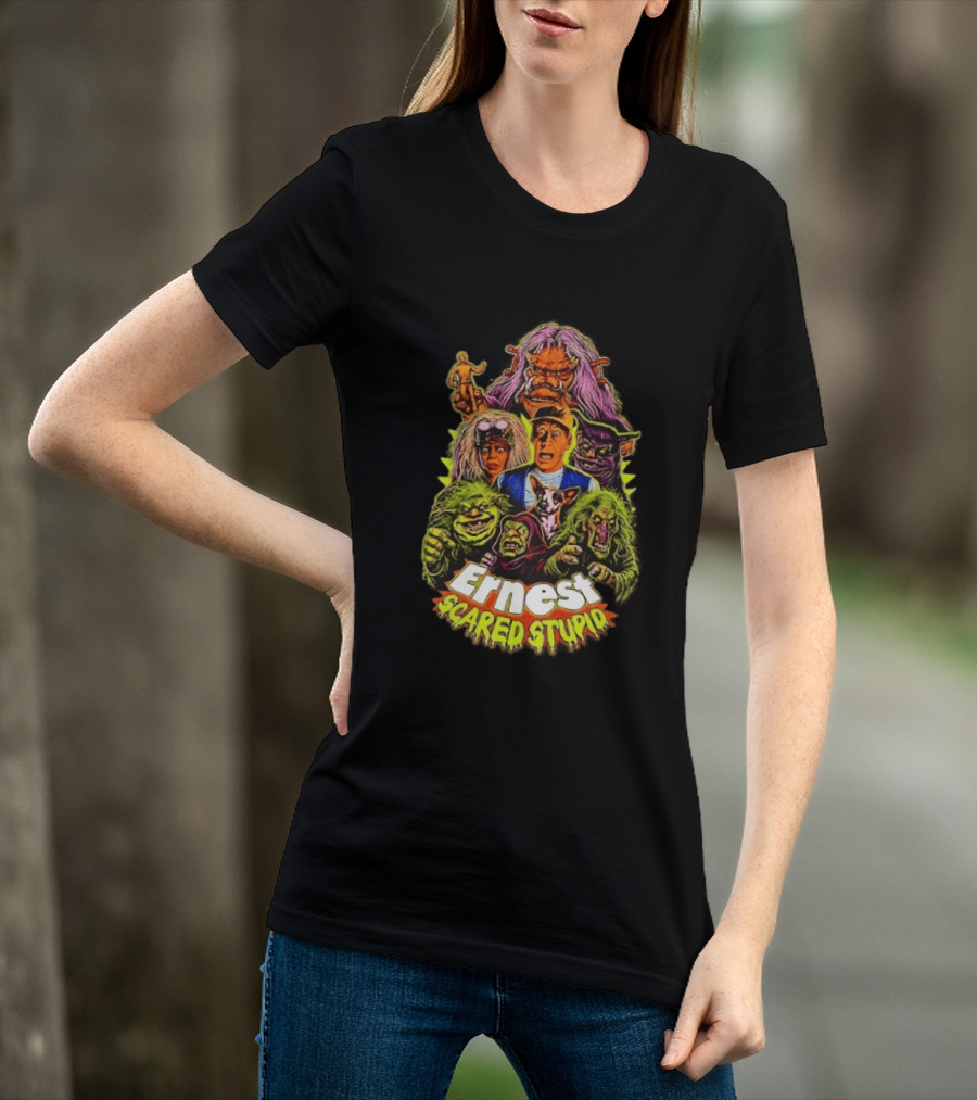 Ernest Scared Stupid Movie Characters Jim Varney Trolls Colorful T-Shirt