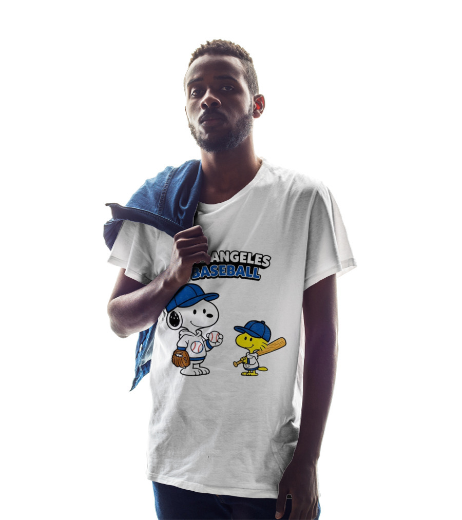 Snoopy Woodstock Los Angeles Baseball Peanuts Cartoon MLB T-Shirt
