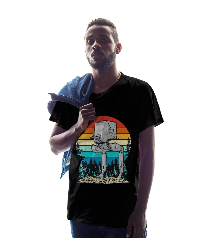 Star Wars AT ST Walker Retro Sunset And Pine Forest Scene T-Shirt