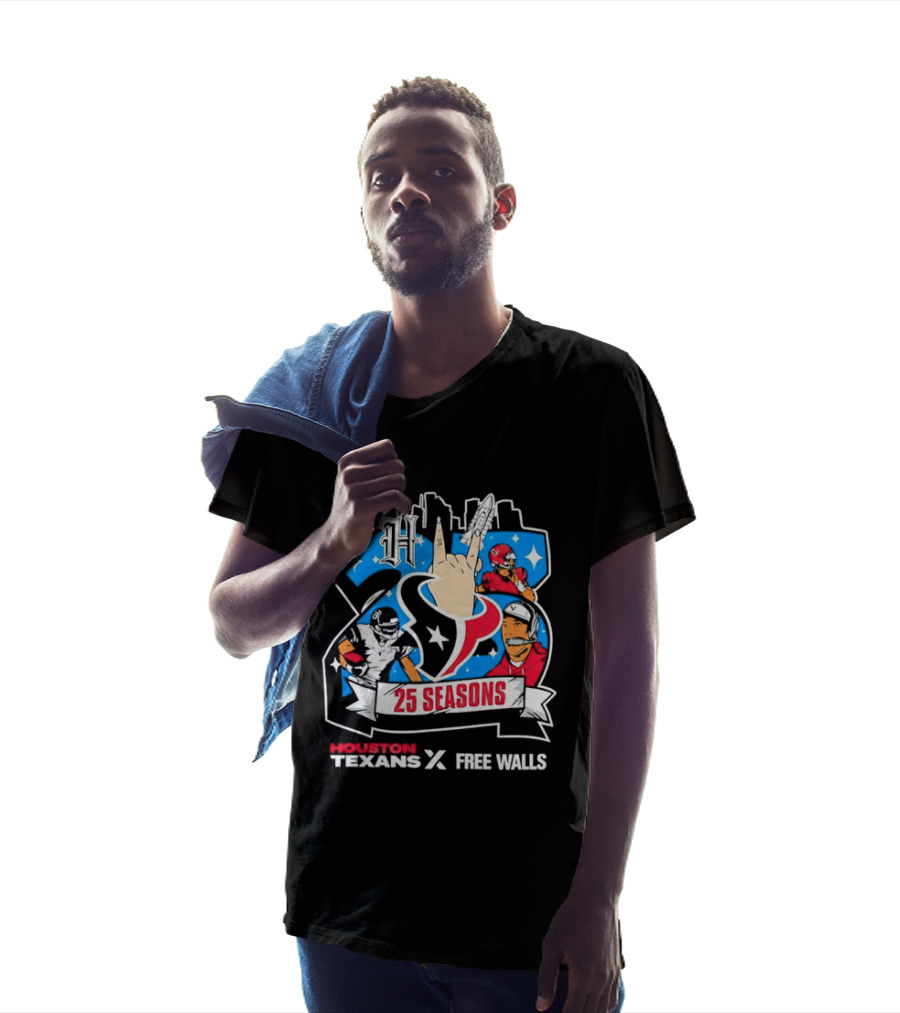 Houston Texans 25 Seasons Collaboration Free Walls Celebration T-Shirt