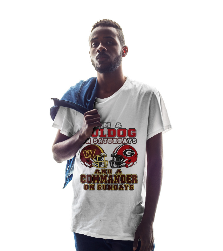 I'm A Bulldog On Saturdays And A Commander On Sundays Football Helmets T-Shirt
