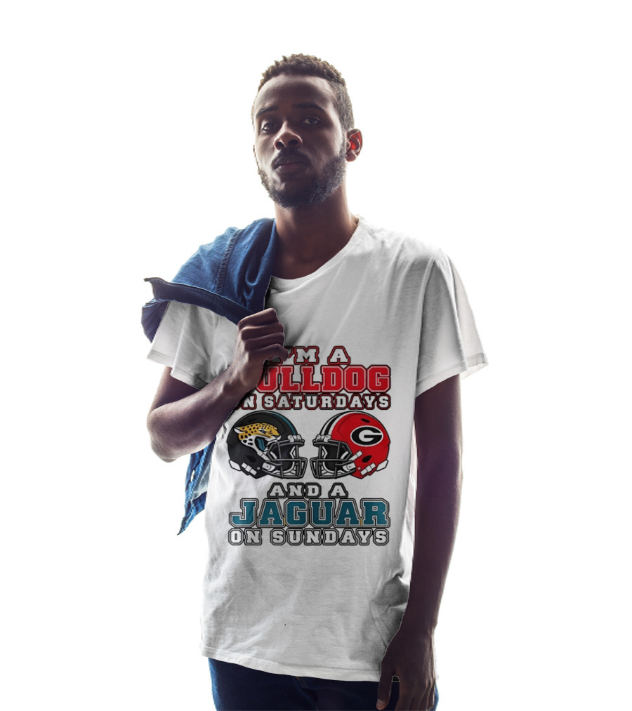 I'm A Bulldog On Saturdays Georgia Bulldogs And A Jaguar On Sundays Jacksonville Jaguars T-Shirt