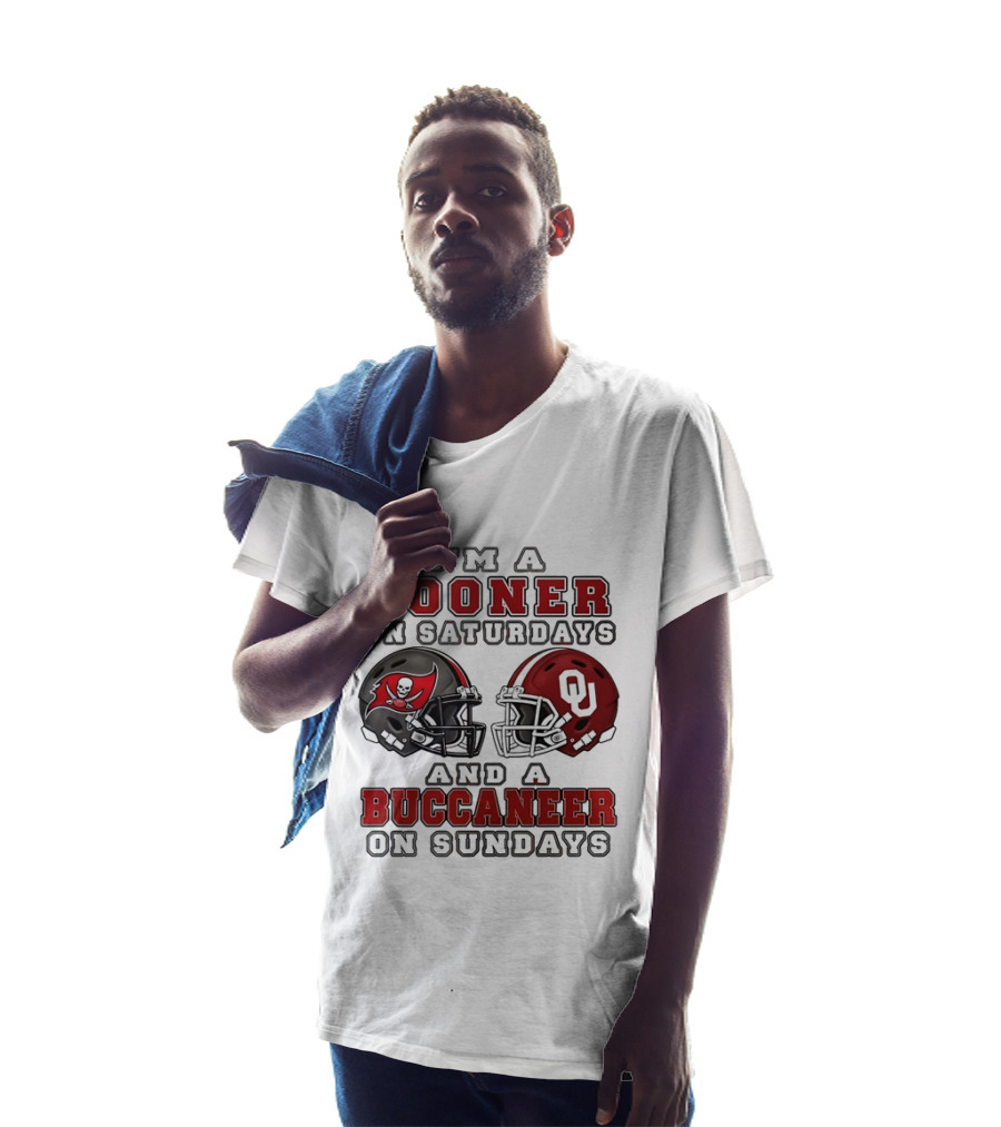 I'm A Sooner On Saturdays And A Buccaneer On Sundays Football Helmets T-Shirt