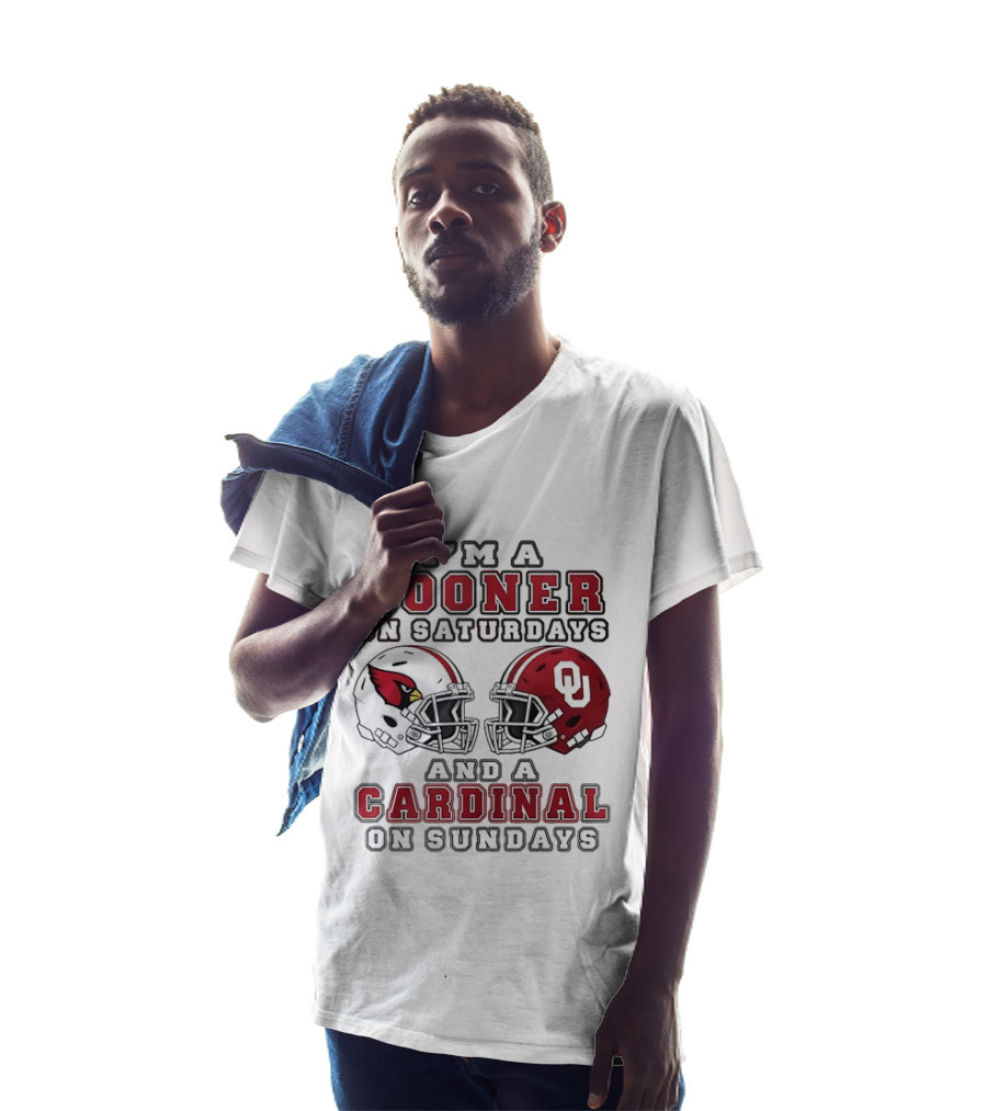 I'm A Sooner On Saturdays And A Cardinal On Sundays Oklahoma Sooners Arizona Cardinals Football Helmets T-Shirt