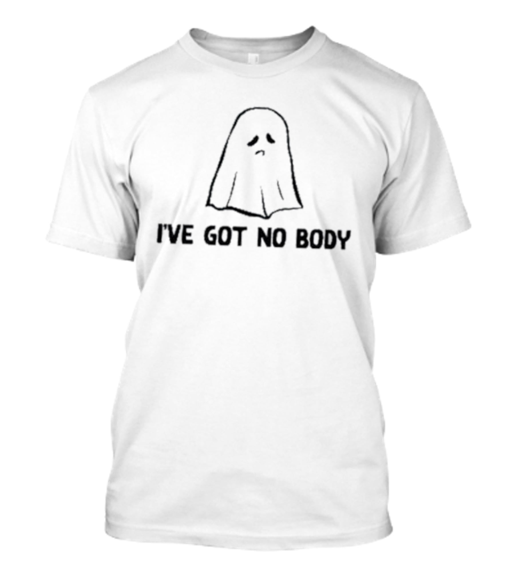 I've Got No Body Ghost Pun Halloween Spooky Cute Sad Ghost Drawing T-Shirt