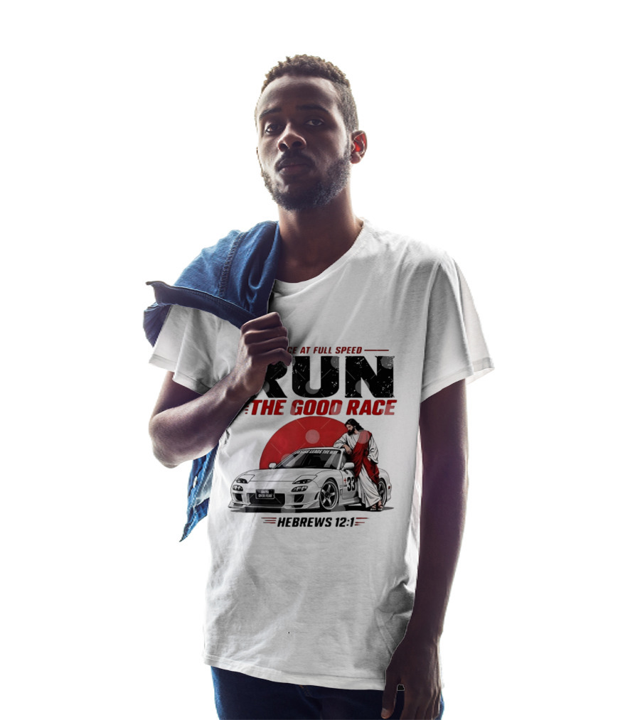 Grace At Full Speed Run The Good Race Hebrews 12:1 Jesus Leads The Way Faith Over Fear T-Shirt