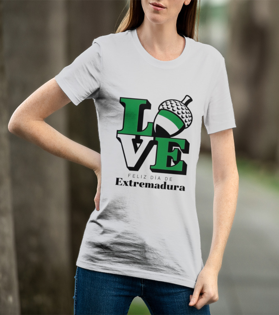 Love Feliz Día De Extremadura Acorn Icon Spain Celebration T-Shirt