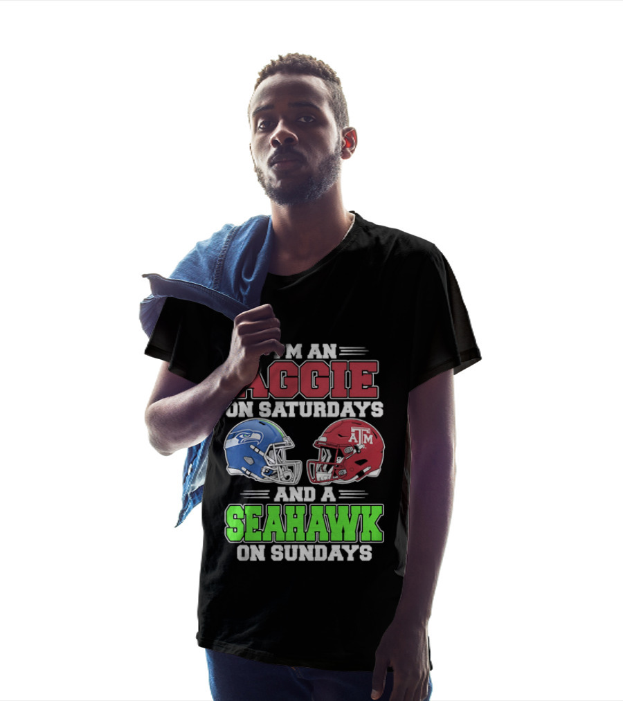 I'm An Aggie On Saturdays And A Seahawk On Sundays Football Helmets T-Shirt