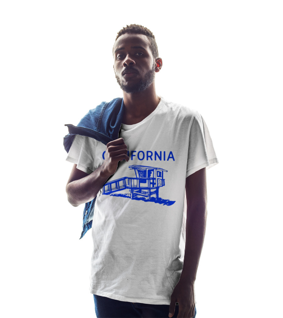 California Beach Sketch Lifeguard Tower T-Shirt
