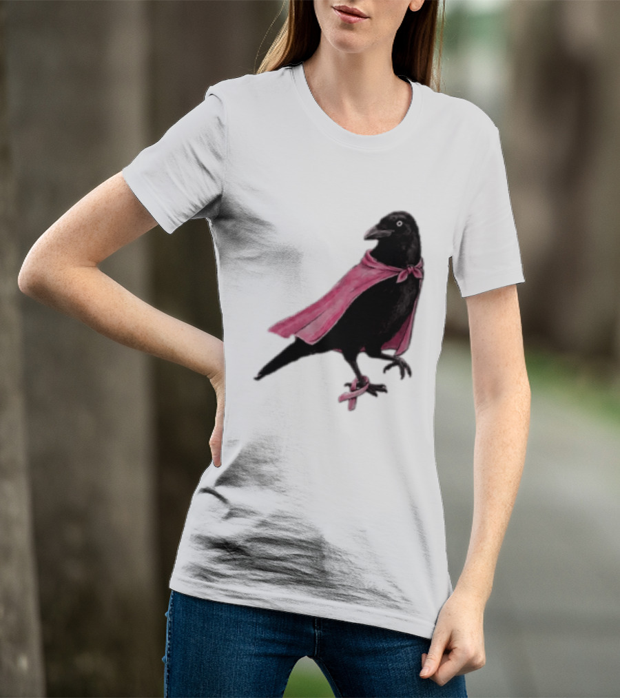 Breast Cancer Awareness Month Pink Ribbon Crow We Wear Pink In October T-Shirt