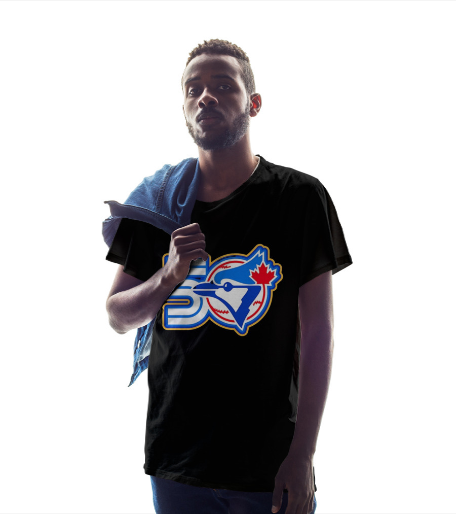 Toronto Blue Jays 50th Anniversary Logo With Maple Leaf And Baseball T-Shirt