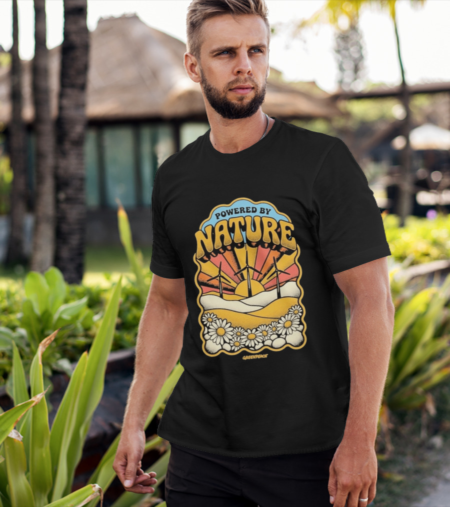 Powered By Nature Wind Turbines Sunflowers Greenpeace T-Shirt