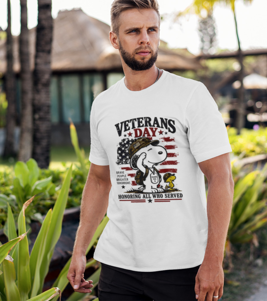 Snoopy Woodstock Veterans Day Some Gave All Peanuts Always Remember T-Shirt