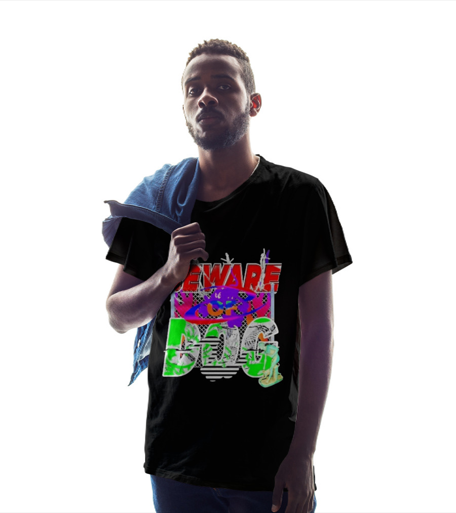 Beware Of Dog Streetwear Urban Graffiti Chain Link Fence T-Shirt