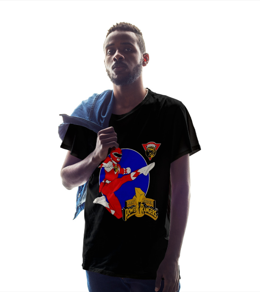 Jason Red Ranger Mighty Morphin Power Rangers Iconic Kick Pose Lion T-Shirt