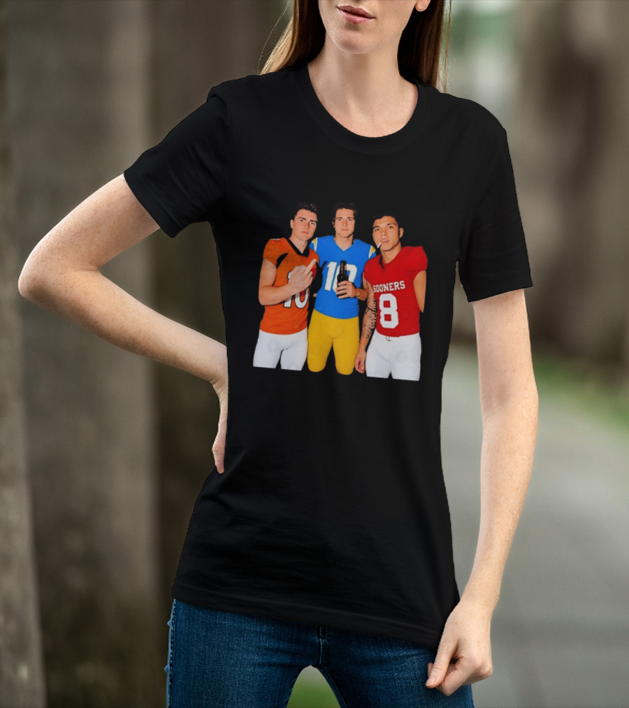 Bo Nix Justin Herbert Dillon Gabriel Football Players Gesture And Cigarette T-Shirt