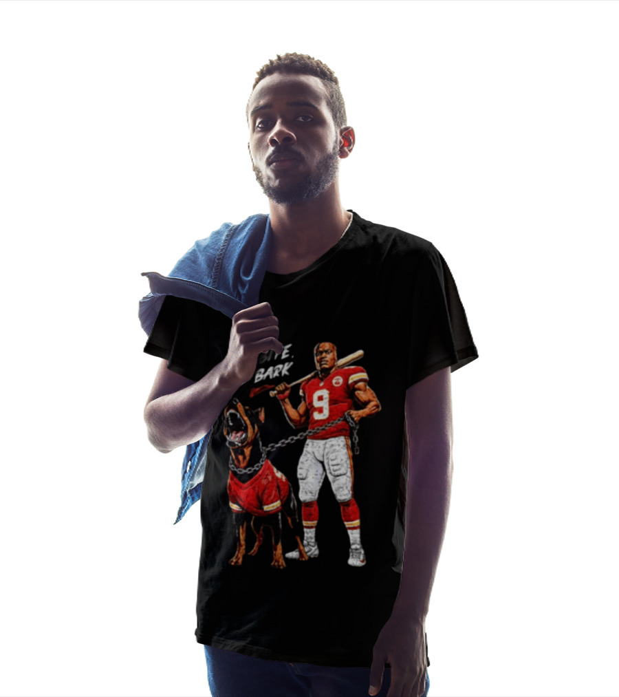 Kansas City Chiefs All Bite No Bark Football Player And Fierce Dog T-Shirt