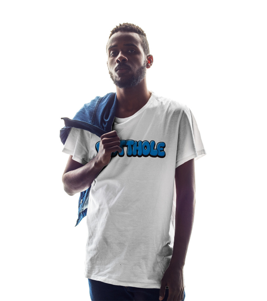 Butthole Bubble Letter Graffiti Blue T-Shirt