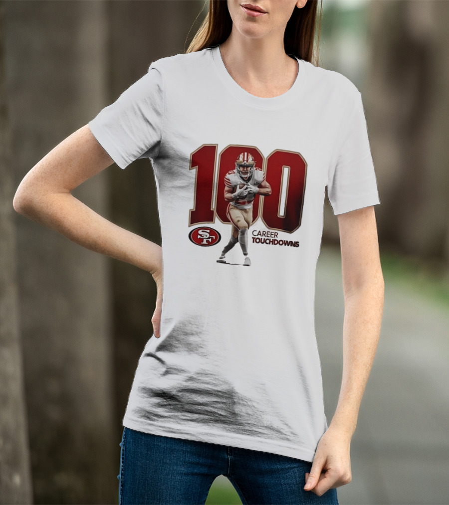 Christian McCaffrey 49ers 100 Career Touchdowns T-Shirt