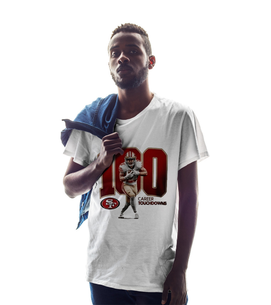 Christian McCaffrey 49ers 100 Career Touchdowns T-Shirt