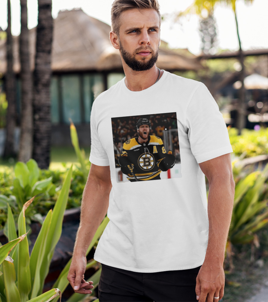 David Pastrnak Bruins Captain Announcement With Iconic Team Jersey Celebration T-Shirt